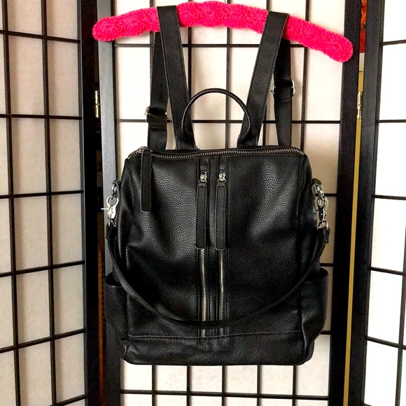 Excellent Used Condition Black leather backpack. Adjustable straps. - Picture 1 of 6